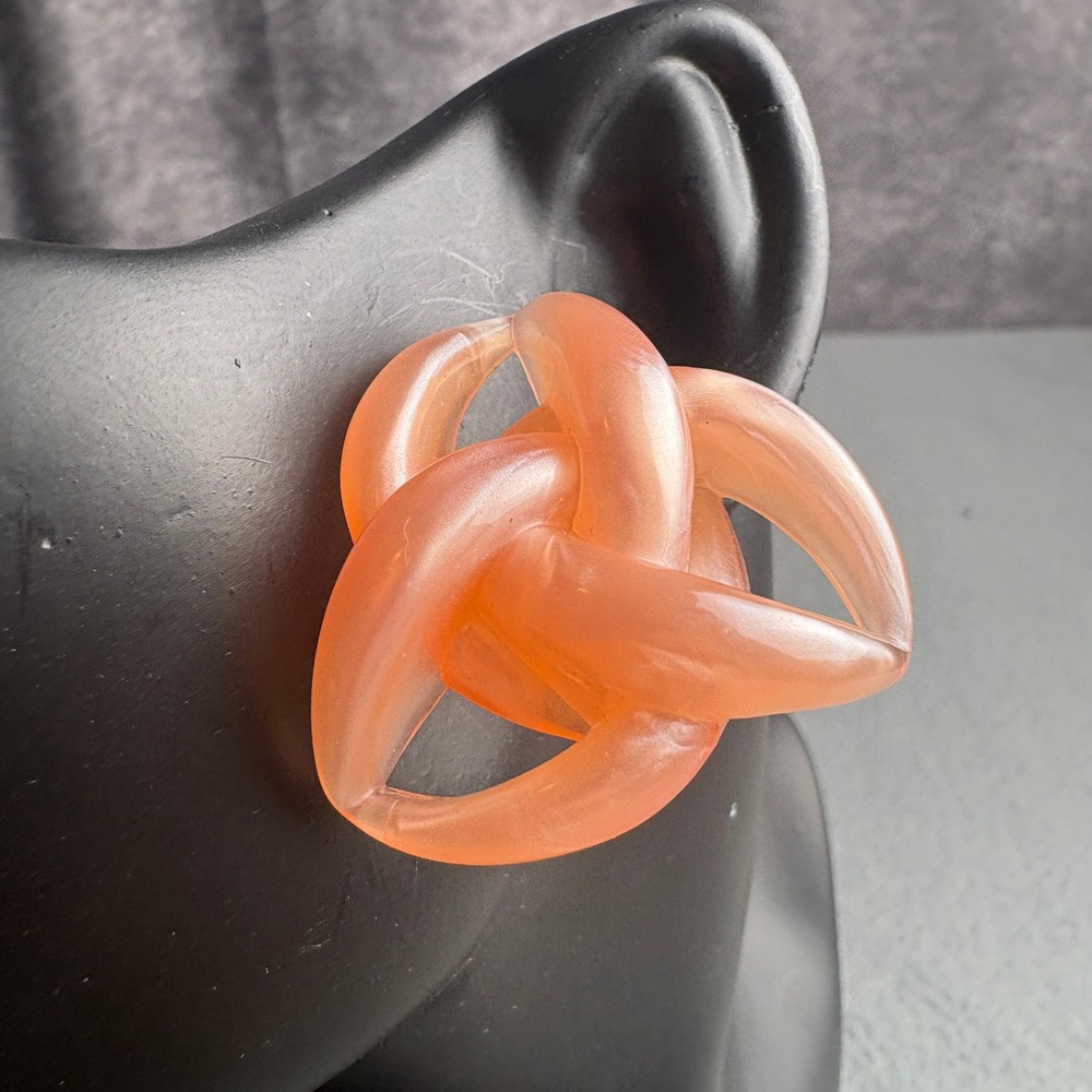 Vintage Park Lane Peach Pearlescent Love Knot Statement Stud Earrings